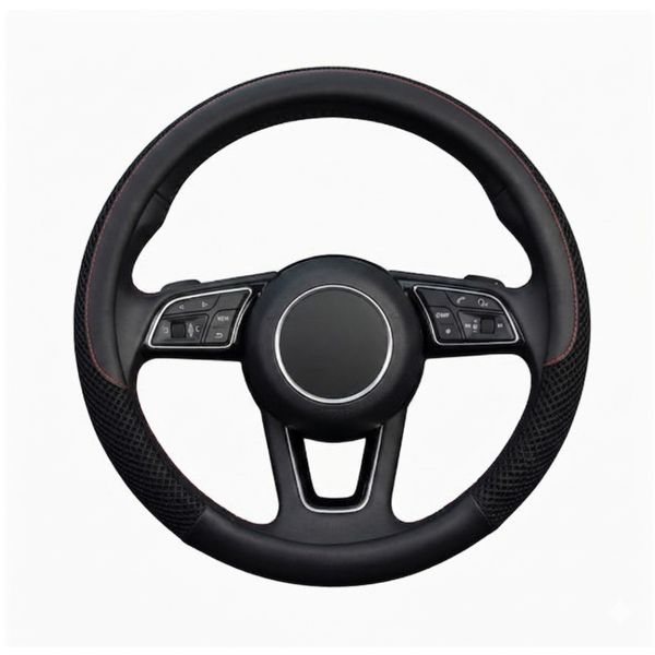 Universal Steering Wheel Cover,Ice Silk Mesh with Microfiber Leather,Black