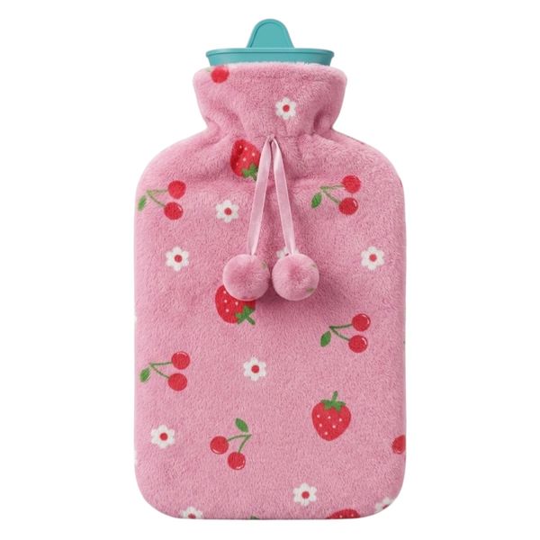 2 L Hot Water Bottles with Soft Fleece Cover