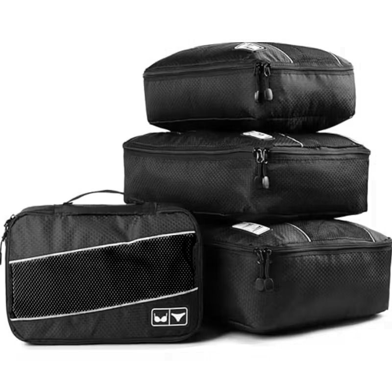 Packing Cubes Nylon Travel Organizer Bag Black - 4 Pack