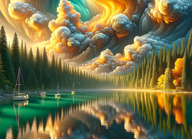 Modern Canvas Wall Art Home Decor- Lakeside Serenity