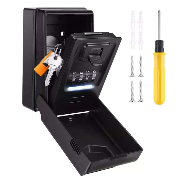 Wall Mounted Waterproof Key Safe with Light-Up Dial Mini LED Key Safe Box