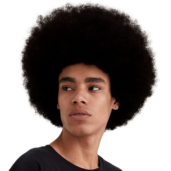 Men's Small Curly Hair Fluffy Fashion Black Short Wig