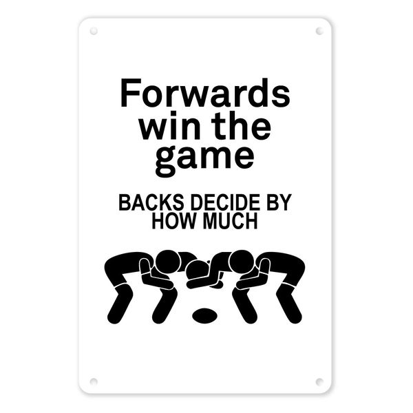 A4 Metal/Tin Poster - Forwards Win the Game Backs Decide the Score | Rugby