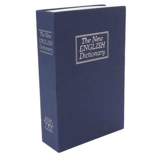 Dictionary Coin Piggy Bank Stainless Steel Lockable Book Safe with Key Blue