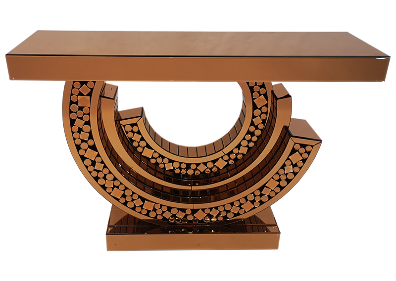 Esilda Mirrored Console Table Rose Gold