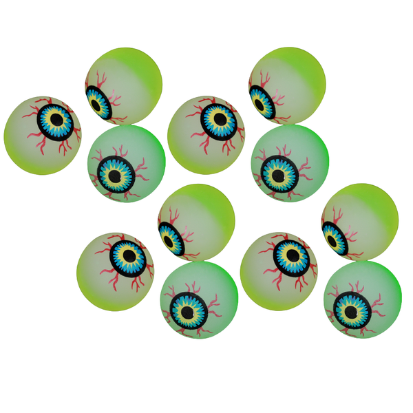 Scary Plastic Glow in the Dark Halloween Eyeball Props (Pack of 12)