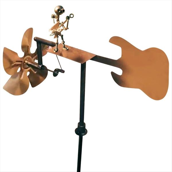 Handmade Metal Guitar Windmill Garden Decoration, Rockin Art Percussionist