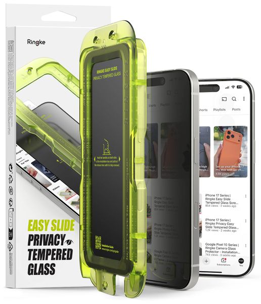 Privacy Easy Slide Tempered Glass 2 Pack compatible with iPhone 17