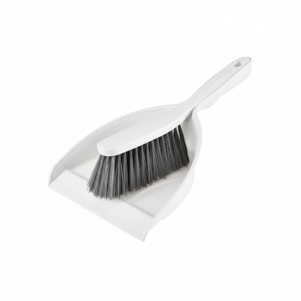 Handheld Dust Pan and Brush Set - White, 70 cm Handle