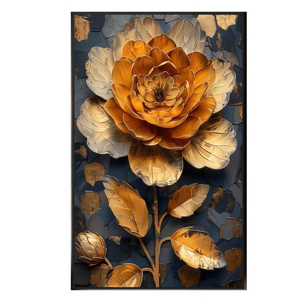 Gold Floral Cotton Canvas cm Botanical Wall Art