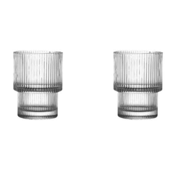 Ribbed Tumbler Glass 333ml - 2 Pack