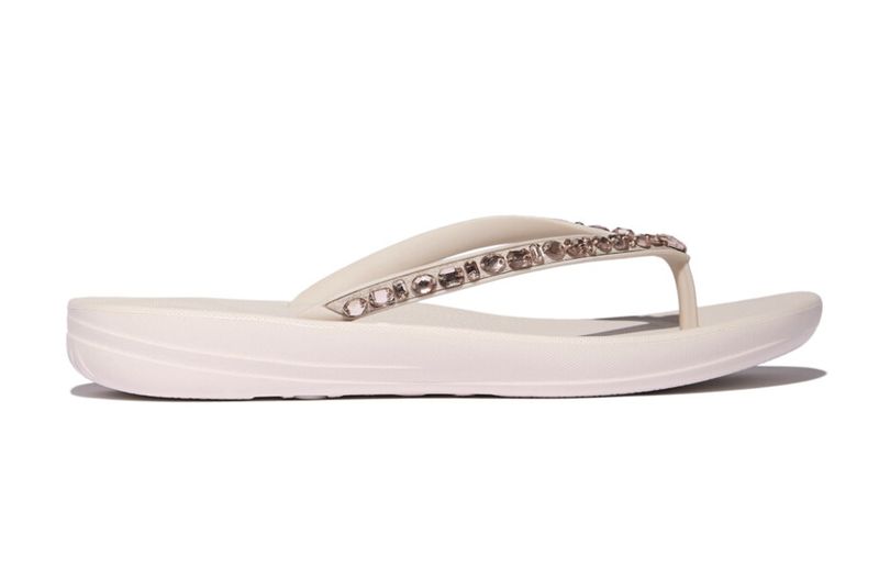 FitFlop iQushion Multi-Crystal Ergonomic Flip-Flops Nude Rose