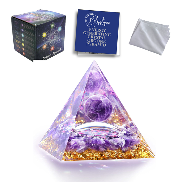 Orgone Crystal Pyramid Amethyst Peace, Positive Energy &amp; Intuition-5cms