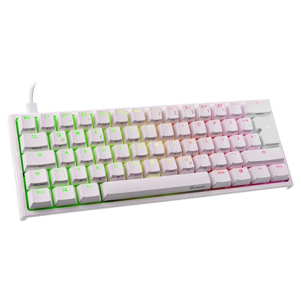 Ducky One 2 Pro Mini 60% RGB Mechanical Gaming Keyboard- White- Cherry Blue