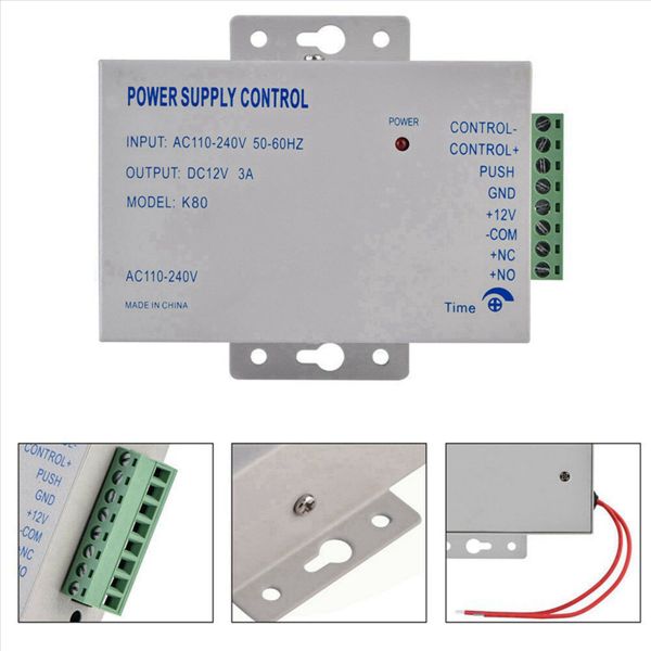 K80 Door Access System Electric Power Supply Control Dc 12V 3A