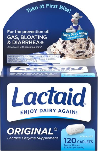 Lactaid Original Strength Lactose Intolerance Pills - 120 Tablets
