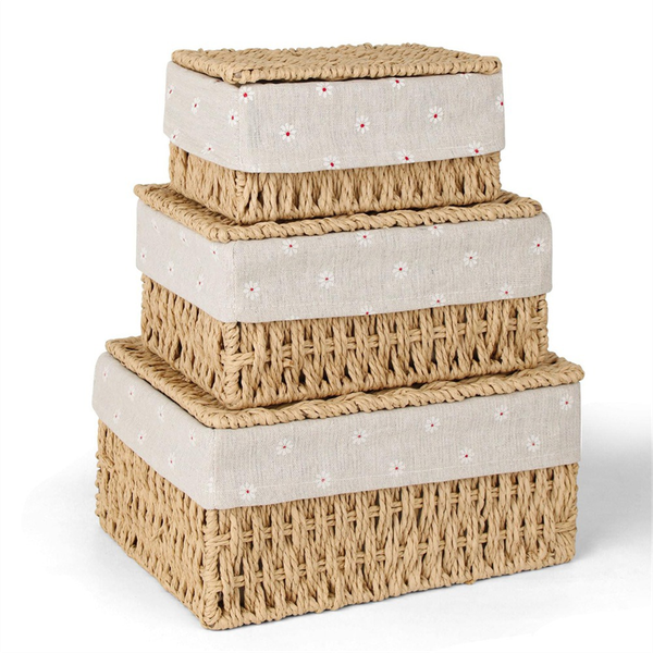 Storage Basket Pack Of 3 Storage Basket With Lid Woven Basket