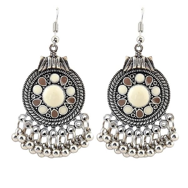 Shining Diva Fashion Traditional Oxidized Silver and Cubic Zirconia