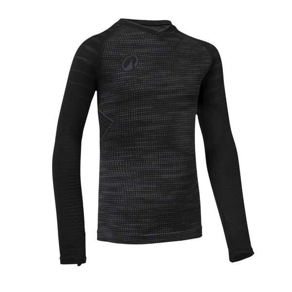 Kipsta Kids' Football Long-Sleeved Seamless Thermal Base Layer Top- Black