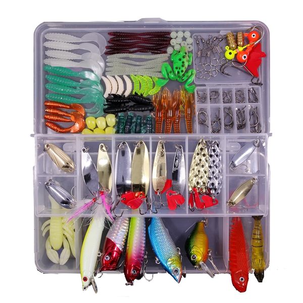Camping Fishing Tackle Box Hard Soft Fishing Lure Accessories 181 Piece