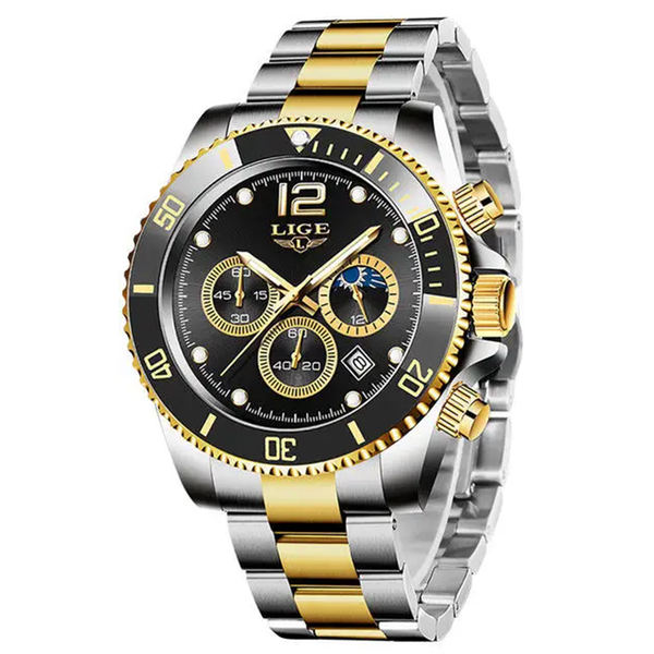 LIGE - Men Luxury Chronograph Stainless Steel Formal Watch