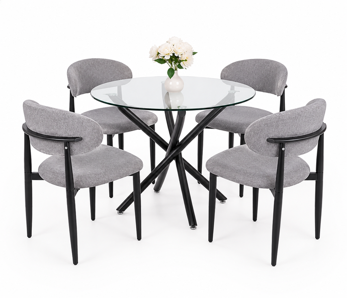 KC Furn - Butter Toffee Gey Dining Set