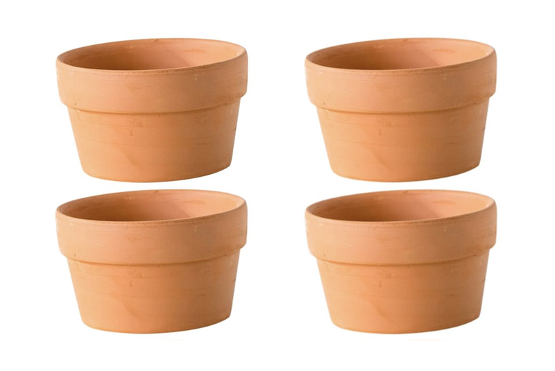 Garden Mini Terra Cotta Clay Plant Pot With Drainage Hole 4pc - 15cm