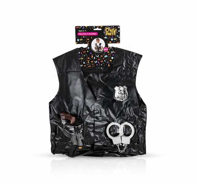 Crazy Party Kids Police Costume with Accessories for Dress-Up Play