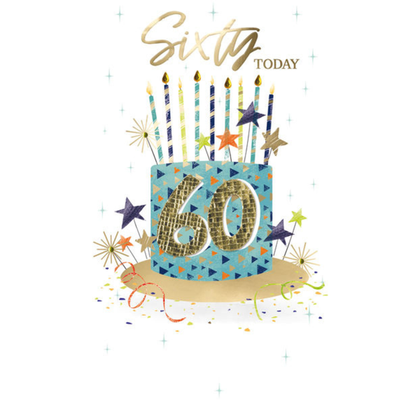Greeting Card - 60th - Cake with candles