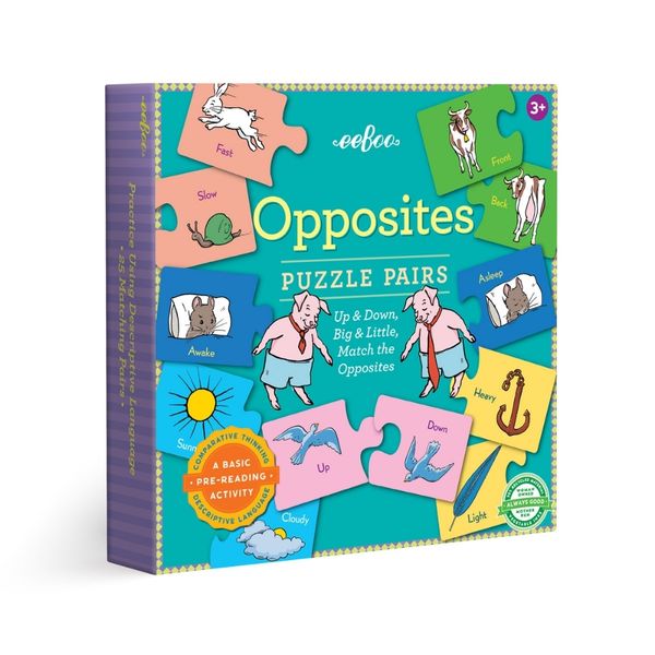 eeBoo - Opposites Puzzle Pairs - Educational Puzzle for Kids