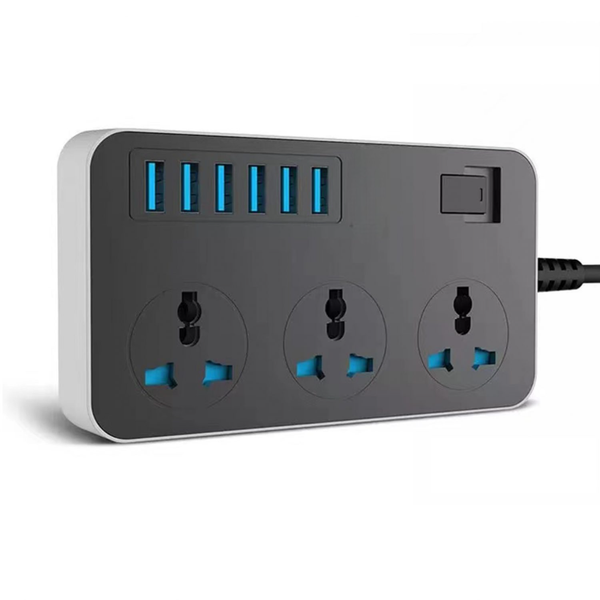 9-in-1 Power Strip | 3 Universal AC Outlets + 6 USB Ports USB-C PD, QC 3.0