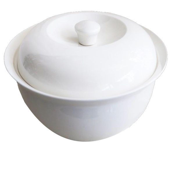 LMA 1.8 Litre Fine Bone Casserole Dish with Lid - Pure White Finish