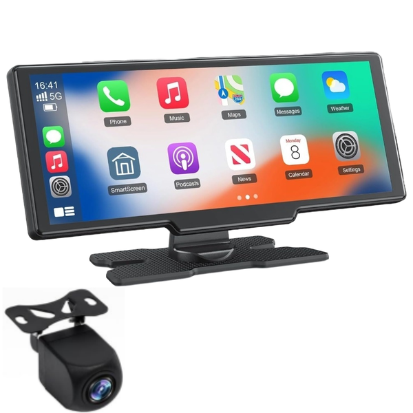 10.26" Portable Car MP5 - 4K Front Camera,Wireless CarPlay/Android Auto