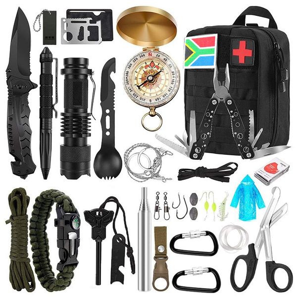 Multi-Function Outdoor Tactical Survival Kit - 21 Pieces