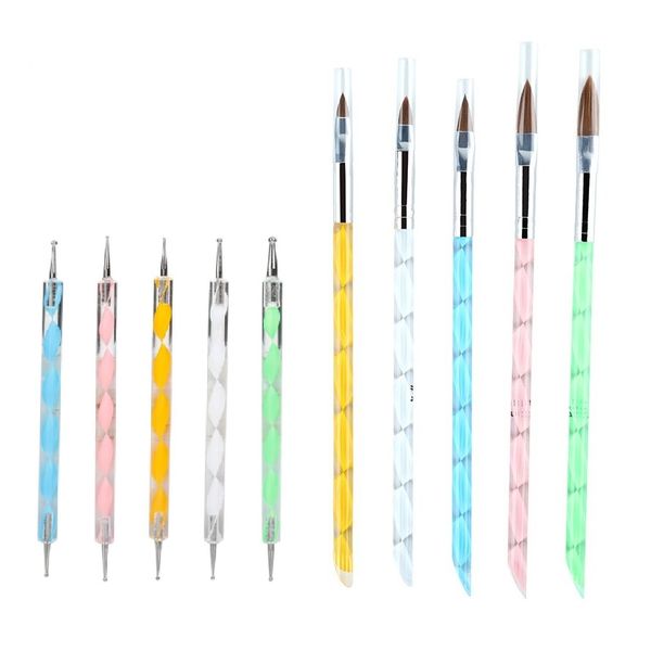 Nail Art 5 Brush Set and Dotting Tool 5pcs Set Combo