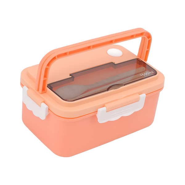 1500ml Portable Rectangular 3 Compartments Lunch Box With Fork And Spoon