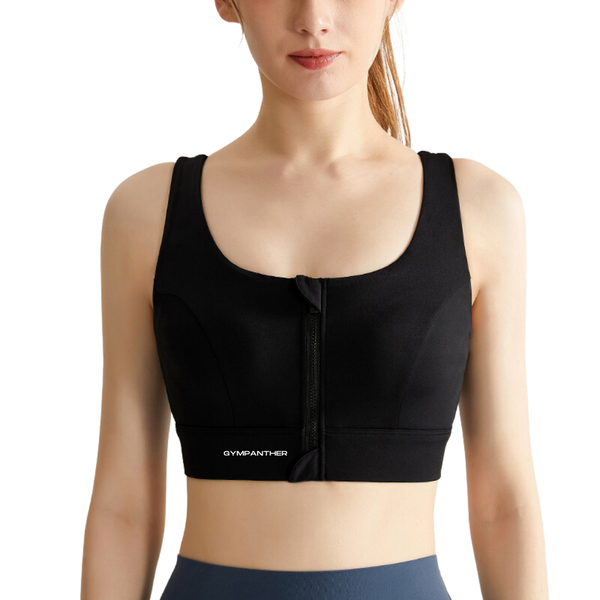 GYMPANTHER Women's Front Zip-Up Sports Bra