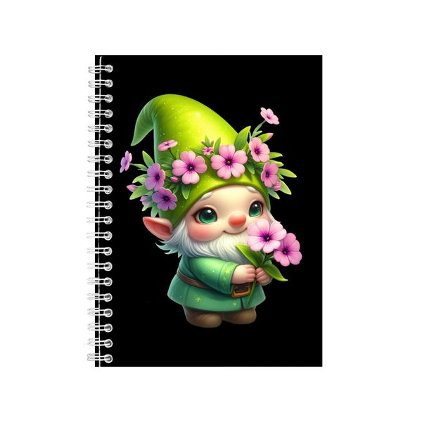Pink Rose A5 Notebook Spiral Lined Notepad Floral Gnomes Idea 343