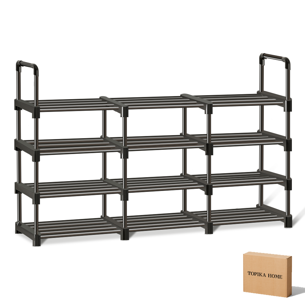 TopikaHome - 4-Tier Adjustable Metal Shoe Rack, Shoe Storage Organizer