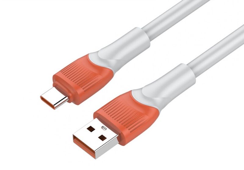 30W Fast Charging Data Cable Compatible with Samsung 3 Metres - Orange/Grey