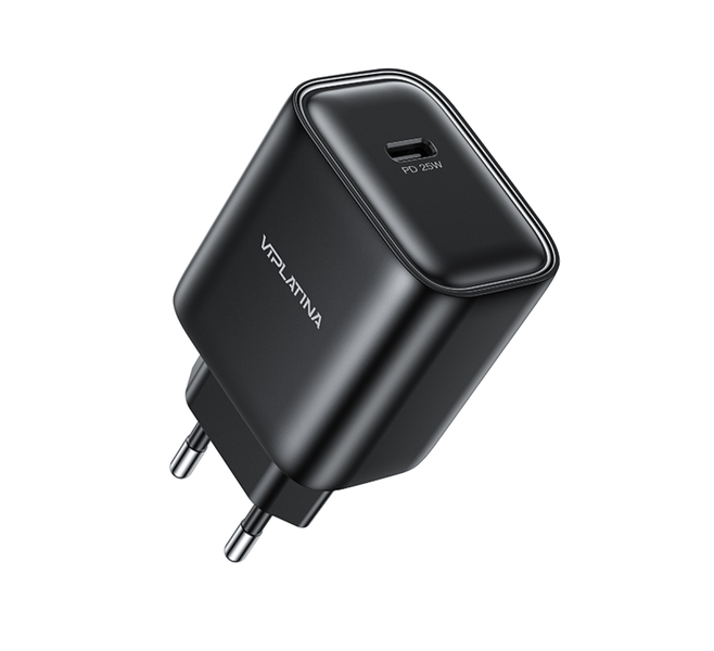 VIPLATINA VC66 25W PD Quick Adaptor, USB-C, Black, Supports PD3.0QC3.0 AFC