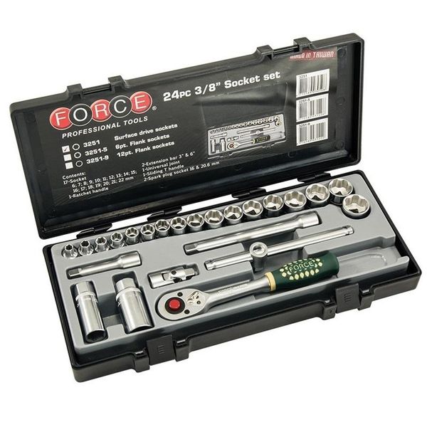 Force 3/8" Bihex Socket Set 24 Piece