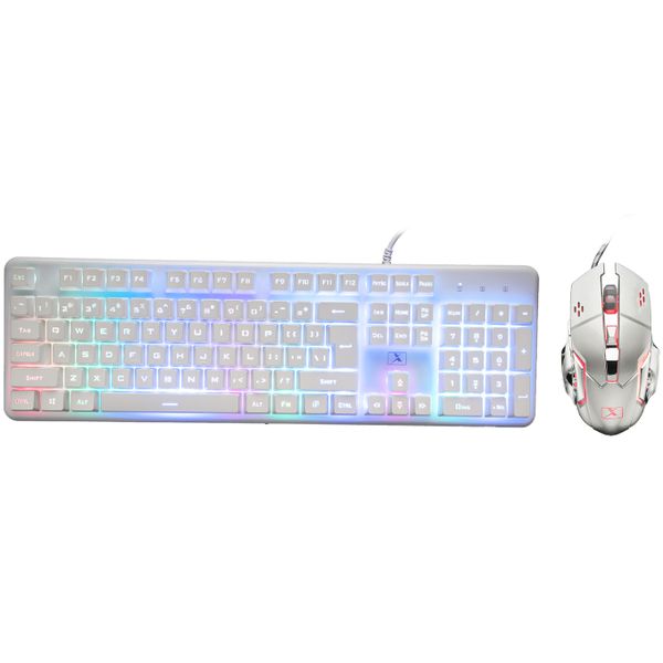 Olive Tree-Wired Mechanical Feel Gaming Keyboard Mouse Backlit - White