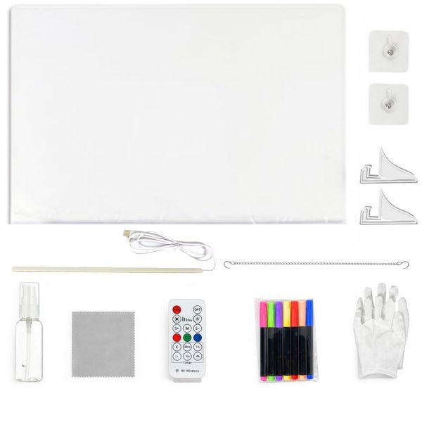 AICOM- LED Light-Up Message &amp; Drawing Board with 7 Pens &amp; 10 Accessories