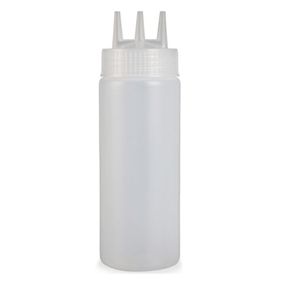 Plastic Squeeze Bottle For Condiments Dressings - 3 Hole