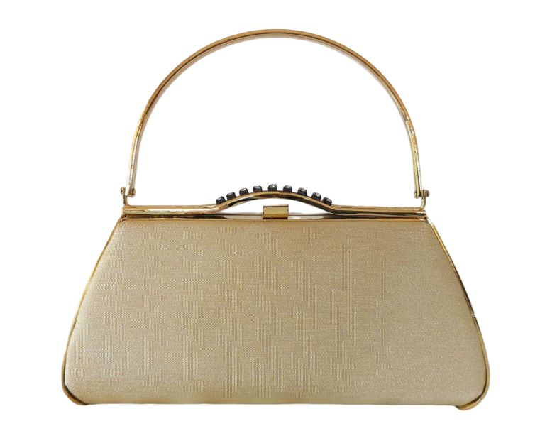 Lavanda Evening Bag Box Style with Metal Frame &amp; Diamantes - 80833 SoftGold