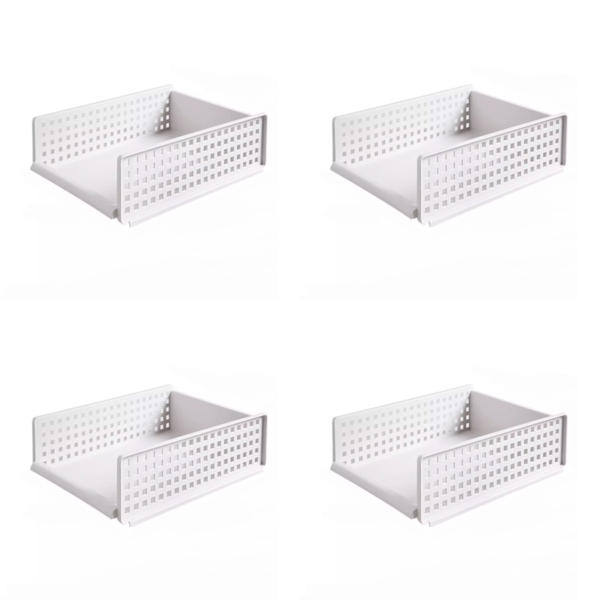4 Pieces Of Multifunctional Collapsible Sliding Storage Baskets - White