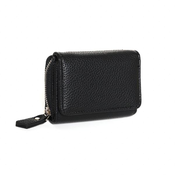 Women's Small Leather Purse with Zip Coin Compartment Card Slots
