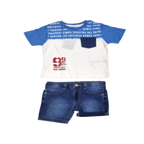Boys Blue and Blue T-shirt and Short 2 Piece Set