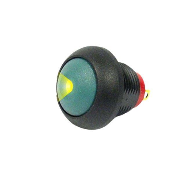 PBR171ATLE5L4 Green IP67 Momentary Push Button w/ Yellow LED, SPST